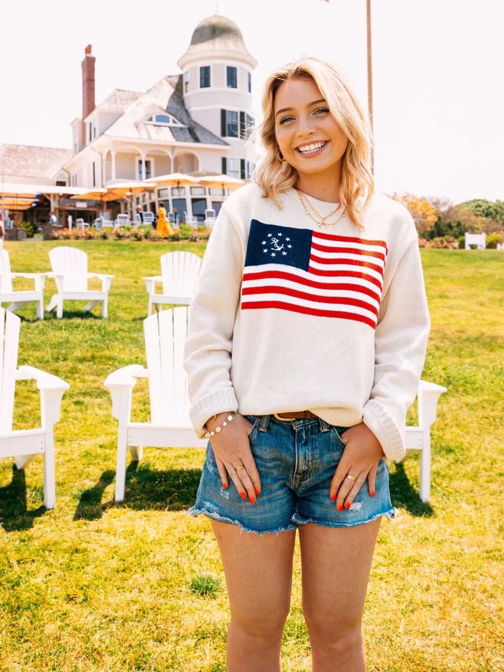 Kiel James Patrick American Yacht Flag Sweater in Cream S - Picture 5 of 14